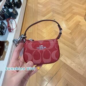 NWT Coach Mini Nolita Bag Charm In Signature Denim Silver/True Red CDB23